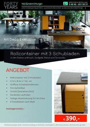 Angebot Art Deco Rollcontainer aus der Kollektion Chefbüro Art Deco von der Firma HKB Büroeinrichtungen GmbH Husum 