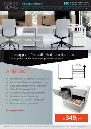 Angebot Metall-Rollcontainer aus der Kollektion Büromöbel Platinum-4 von der Firma HKB Büroeinrichtungen GmbH Husum