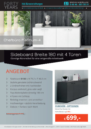 Angebot Schreibtisch mit Sideboard aus der Kollektion Büromöbel Platinum-4 von der Firma HKB Büroeinrichtungen GmbH Husum