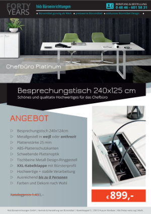 Angebot Besprechungstisch 240x125 cm aus der Kollektion Büromöbel Platinum von der Firma HKB Büroeinrichtungen GmbH Husum