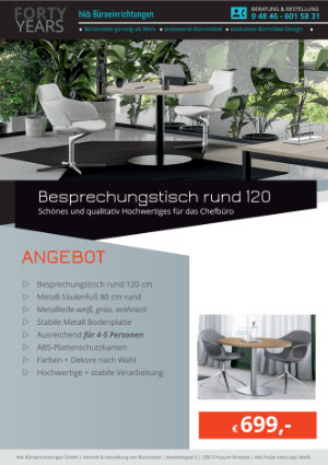 Angebot Besprechungstisch rund aus der Kollektion Büromöbel Platinum von der Firma HKB Büroeinrichtungen GmbH Husum