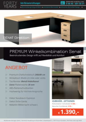 Angebot Winkelkombination aus der Kollektion Büromöbel Senat von der Firma HKB Büroeinrichtungen GmbH Husum