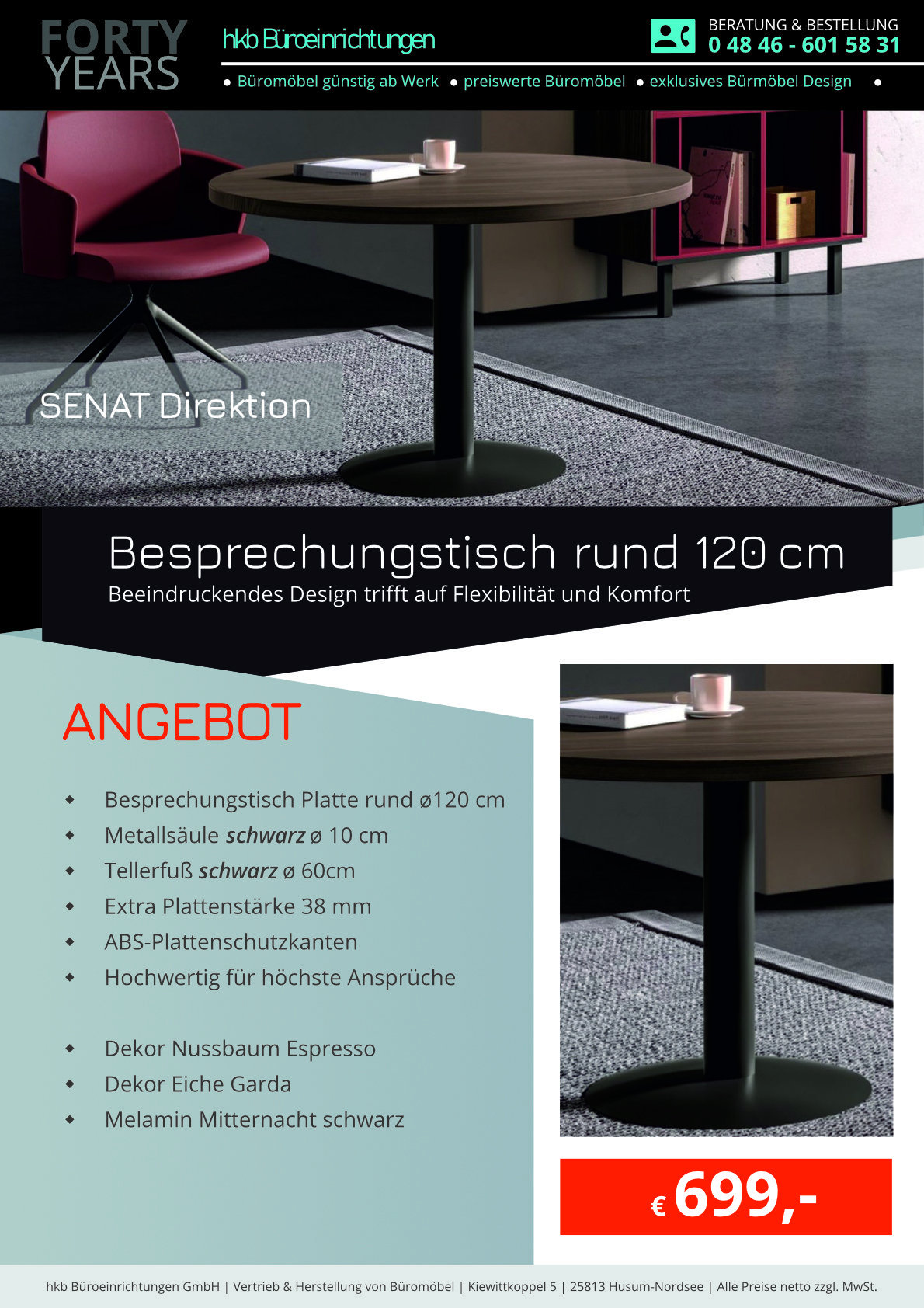 Angebot Besprechungstisch rund 120cm aus der Kollektion Büromöbel Senat von der Firma HKB Büroeinrichtungen GmbH Husum