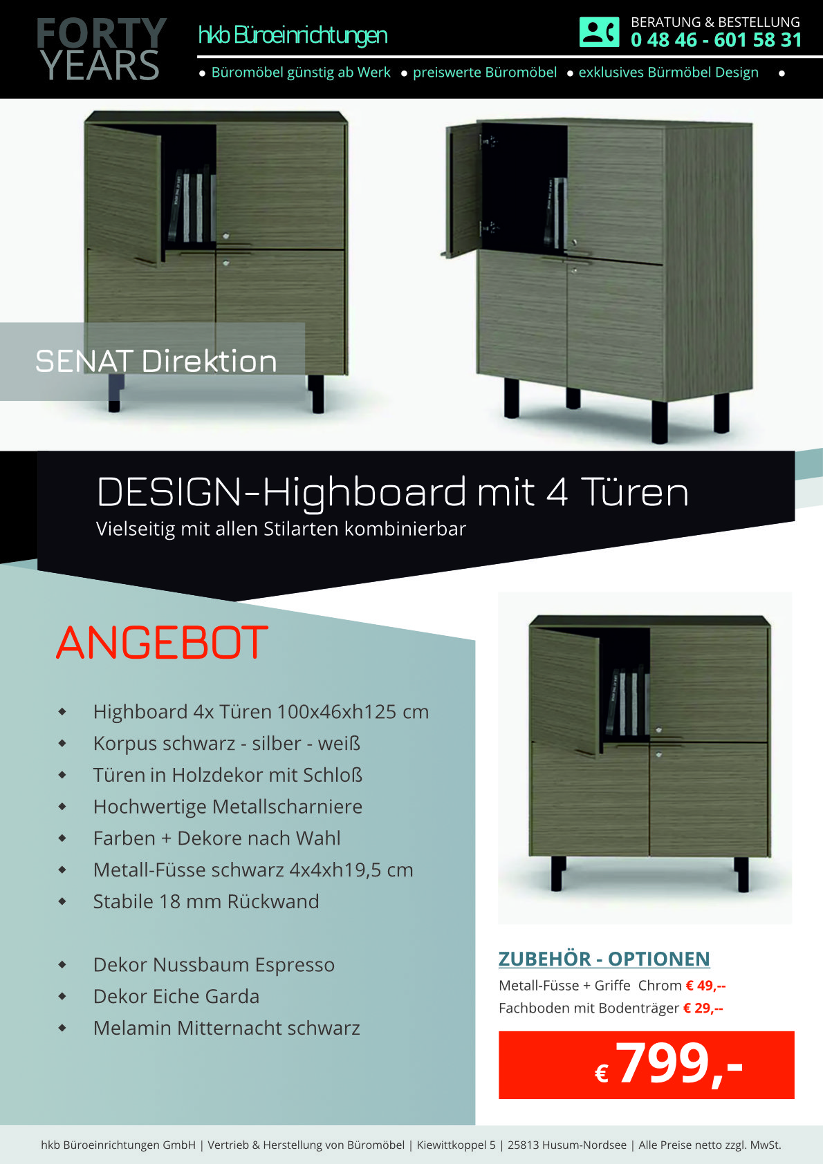 Angebot Highboard aus der Kollektion Büromöbel Senat von der Firma HKB Büroeinrichtungen GmbH Husum