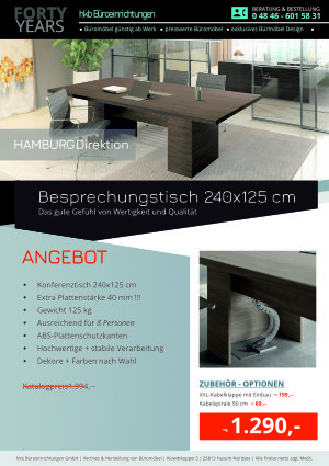 Angebot Besprechungstisch 240x125 cm aus der Kollektion Büromöbel Hamburg von der Firma HKB Büroeinrichtungen GmbH Husum