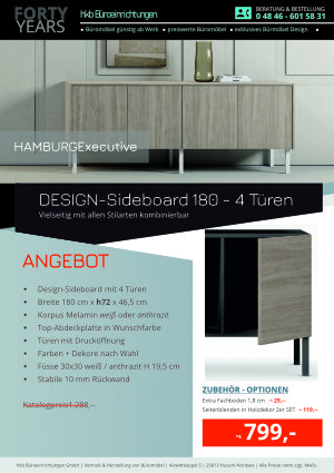 Angebot DESIGN-Sideboard 180 - 4 Türen aus der Kollektion Büromöbel Hamburg von der Firma HKB Büroeinrichtungen GmbH Husum
