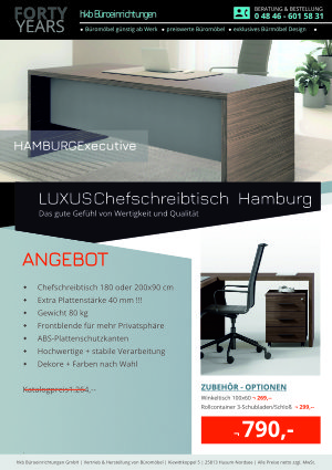Angebot LUXUS Chefschreibtisch aus der Kollektion Büromöbel Hamburg von der Firma HKB Büroeinrichtungen GmbH Husum
