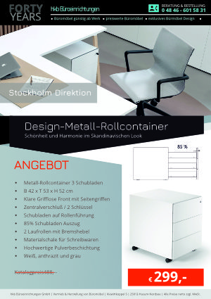 Angebot Design Metall Rollcontainer Stockholm Direktion von der Firma HKB Büroeinrichtungen GmbH Husum