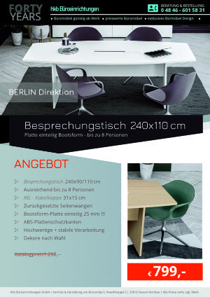 Besprechungstisch aus der Kollektion Büromöbel Berlin von der Firma HKB Büroeinrichtungen GmbH Husum