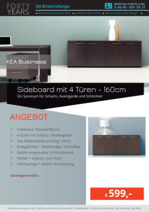Angebot Chefschreibtisch mit Sideboard aus der Kollektion Büromöbel KEA Business von der Firma HKB Büroeinrichtungen GmbH Husum