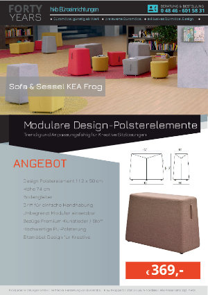 Modulare Design-Polsterelemente aus der Kollektion Kea Frog von der Firma HKB Büroeinrichtungen GmbH Husum