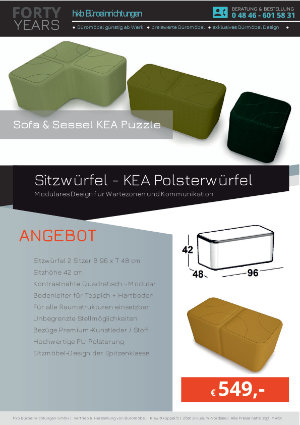 Angebot Sitzwürfel - KEA Polsterwürfel aus der Kollektion Kea Puzzle von der Firma HKB Büroeinrichtungen GmbH Husum
