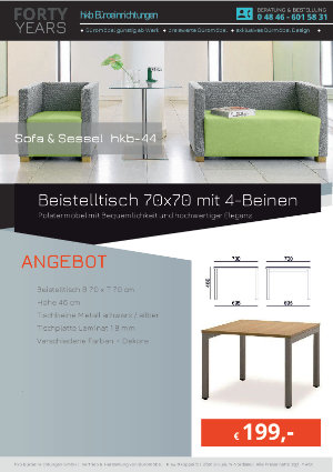 Angebot Beistelltisch 70x70 mit 4-Beinen aus der Kollektion hkb-44 von der Firma HKB Büroeinrichtungen GmbH Husum