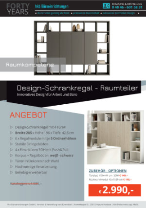 Aktenregal schwarz, Türen, verstellbare Böden, 5 Ordnerhöhen, Archivierung, Sonderpreis