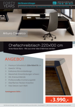 Chefschreibtisch mit integrierter Elektrifizierung