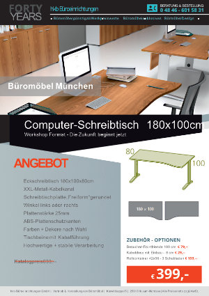 Angebot Schreibtisch 160x100 cm aus der Kollektion Büromöbel München von der Firma HKB Büroeinrichtungen GmbH Husum