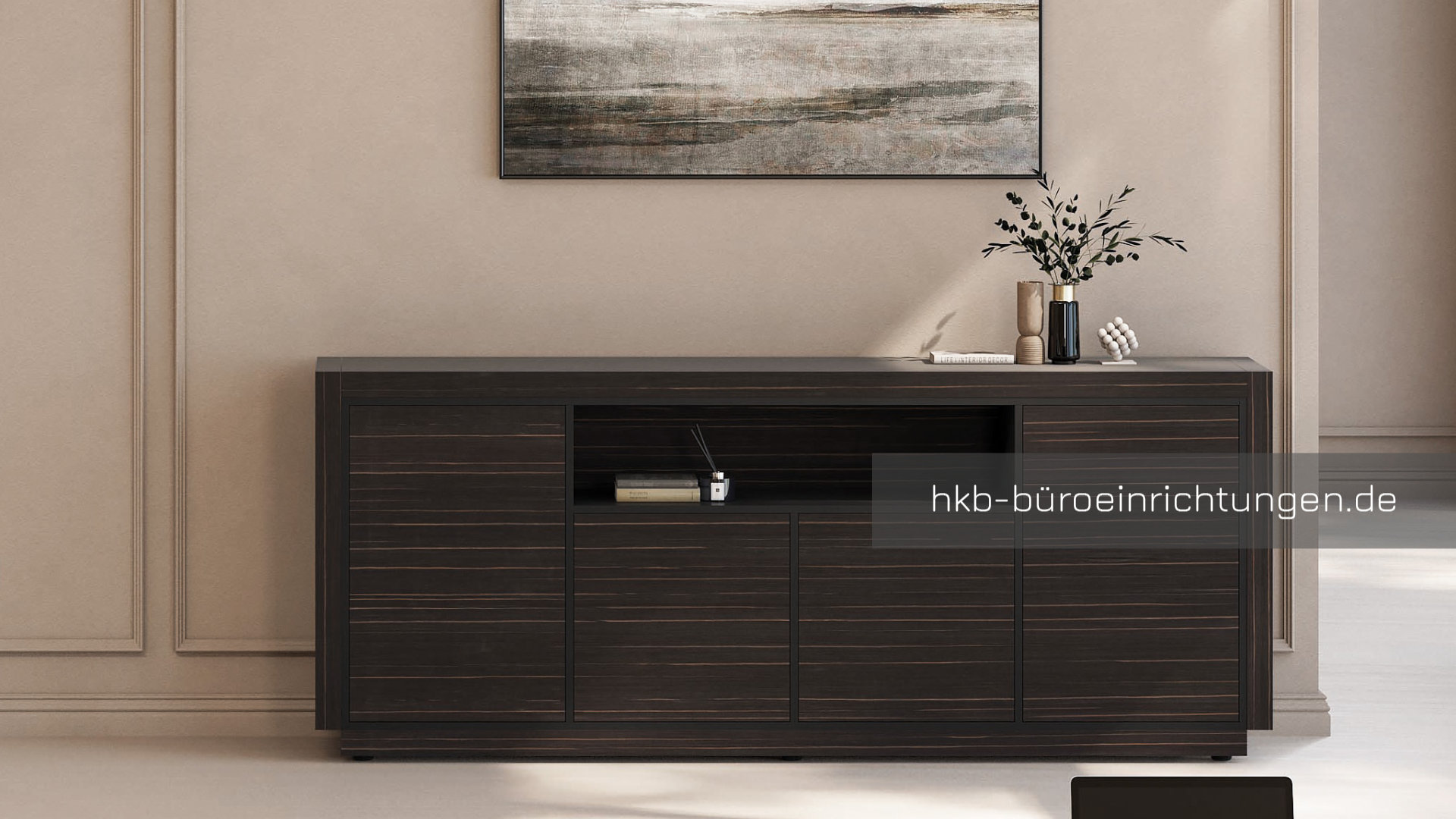 Büromöbel Sideboard mit Schubladen und Türen für Aktenaufbewahrung.