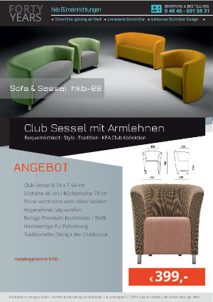 Club Sessel mit Armlehnen aus der Kollektion hkb-88 von der Firma HKB Büroeinrichtungen GmbH Husum