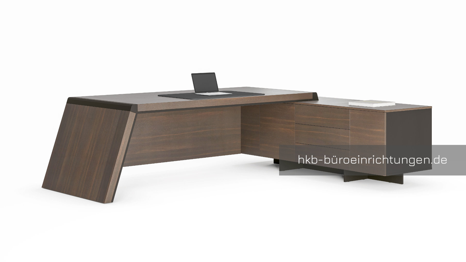 Integriertes Sideboard mit Schubladen und Stauraum, ideal zur Organisation im Büro.