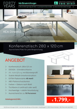 Angebot Konferenztisch 280x120 cm aus der Kollektion Büromöbel KEA Direktor von der Firma HKB Büroeinrichtungen GmbH Husum