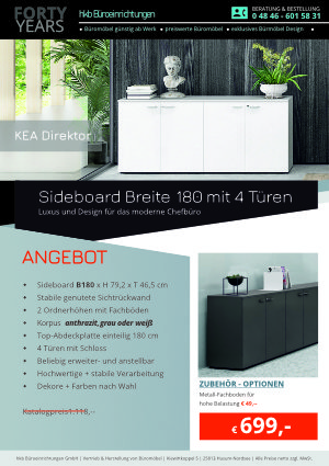 Angebot Sideboard 180 cm mit 4 Türen von der Firma HKB Büroeinrichtungen GmbH Husum
